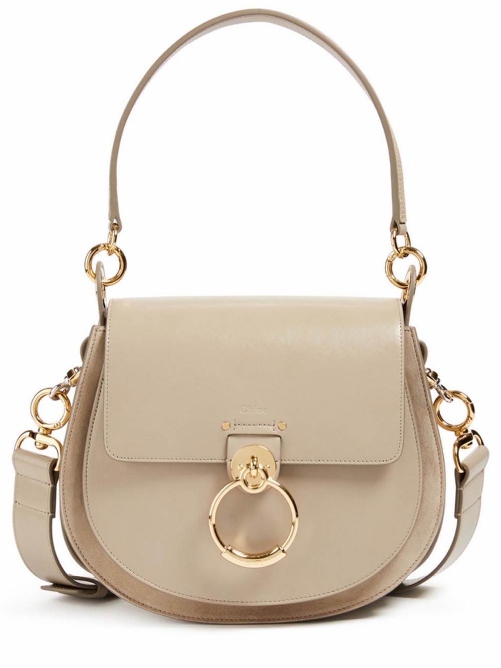 Chloe Beige Medium Tess Leather Shoulder Bag